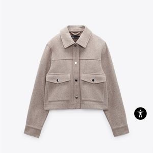 ZARA Cropped Soft Jacket - Ecru